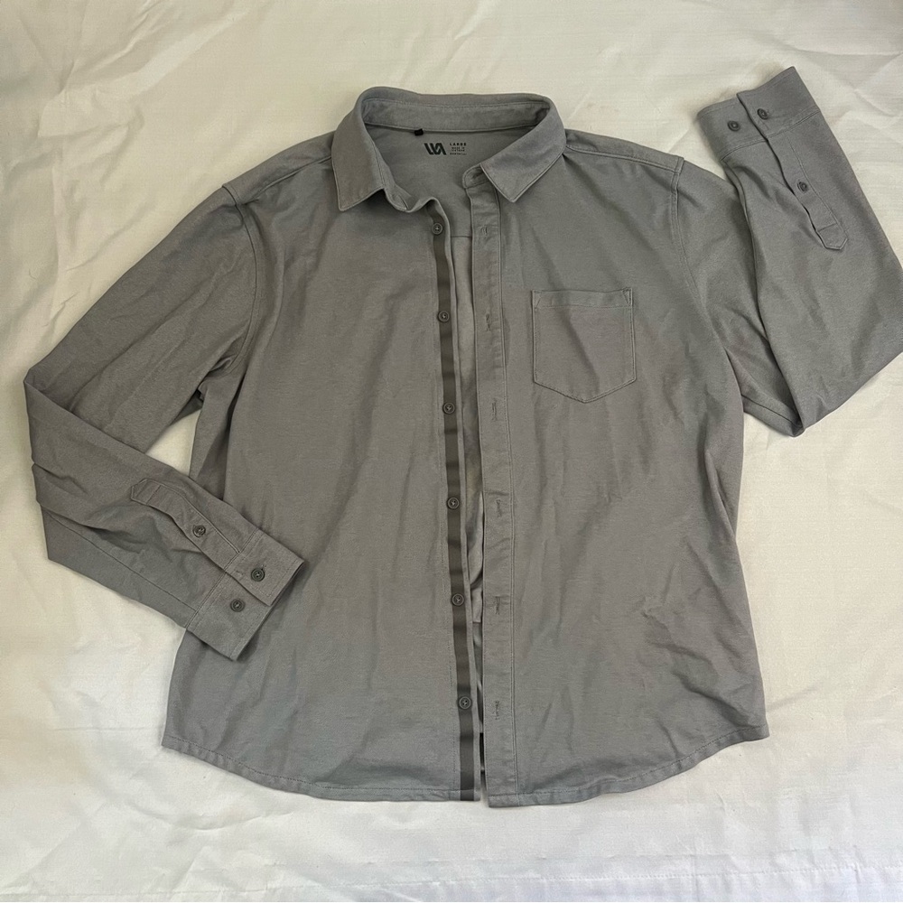 Men's Gray Casual Button Down Shirt